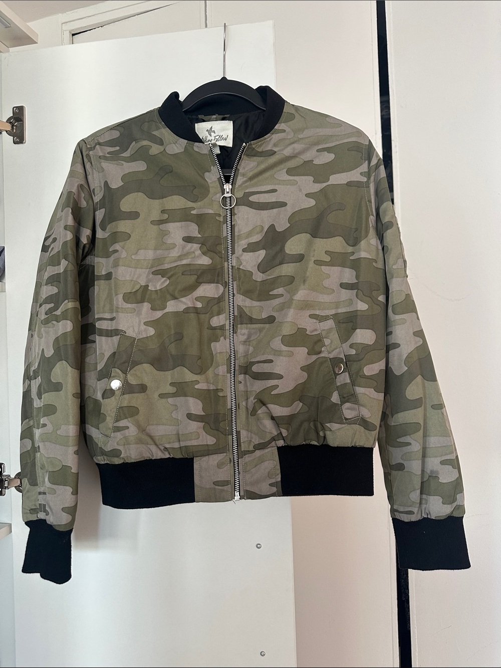 Others Follow Olive & Black Camouflage Quilted Bomber Jacket